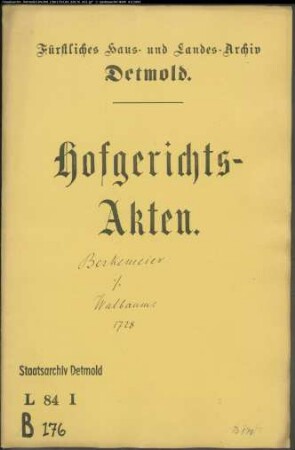 Berkemeier im Schönhagen gegen Walbaum zu Brüntrup