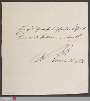 Ms 85-10 - Brief von Albrecht Theodor Emil von Roon an unbekannt