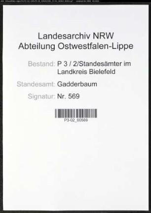 Heiratsregister Standesamt Gadderbaum