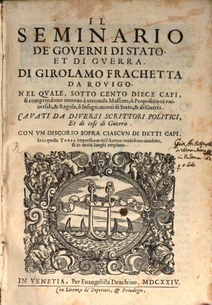 Il seminario de'governi di stato et di guerra