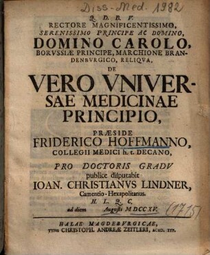 De Vero Vniversae Medicinae Principio