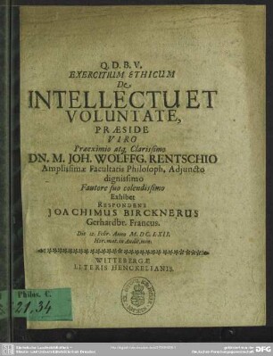 Exercitium ethicum De intellectu et voluntate