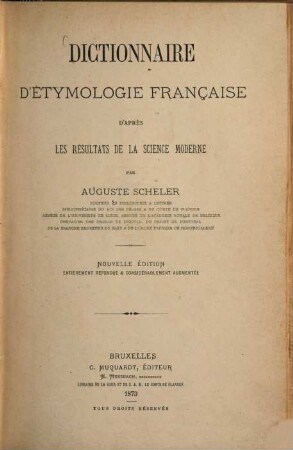 Dictionnaire d'étymologie française : d'après les résultats de la science moderne