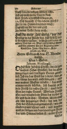 Beym Gebrauch des H. Abendmahls.
