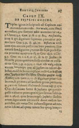 Caput IX. De Triplici Ordine.