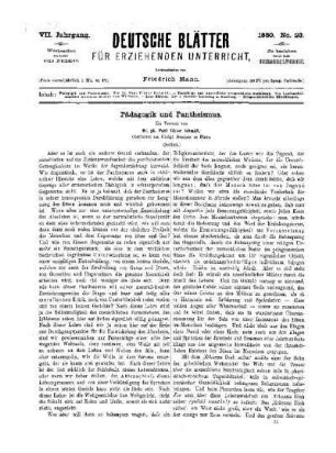 Pädagogik und Pantheismus : (Schluß)
