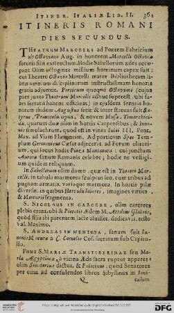 Itineris Romani. Dies secundus