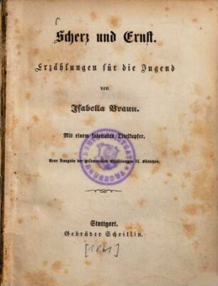 Scherz und Ernst : Erzählungen für die Jugend