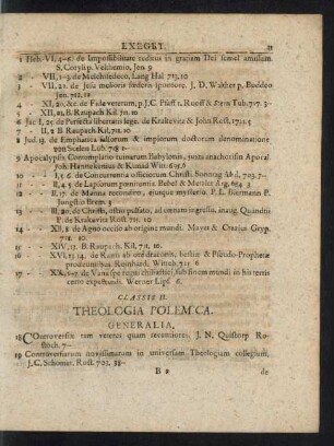 Classis II. Theologia Polemica