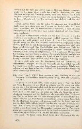 476-477 [Rezension] Seine Rede geschah zu mir