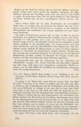 476-477 [Rezension] Seine Rede geschah zu mir