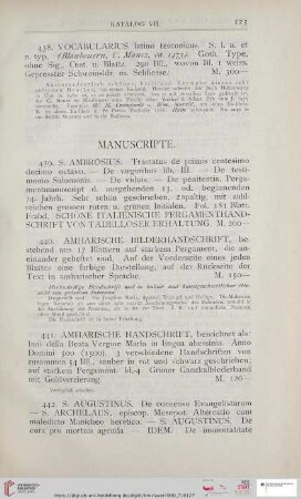 Manuscripte (Nr. 439 - 464)