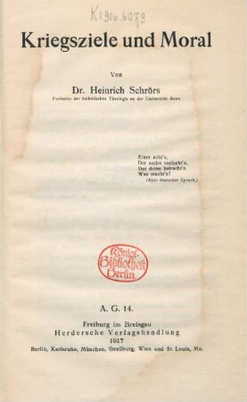 Kriegsziele und Moral
