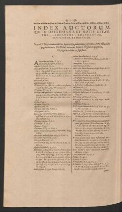 Index Auctorum Qui In Origenianis Et Notis Citantur, Laudantur, Emendantur, Explicantur, Et Notantur.