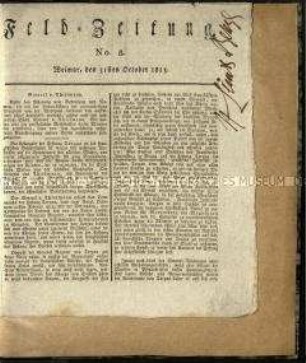Preußische Feldzeitung aus der Zeit der Befreiungskriege