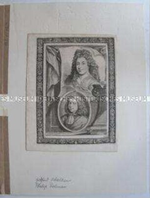 Godfried Schalcken und Philipp Tidemann, niederländische Maler - aus "Groote schouburgh der Nederlantsche konstschilders"