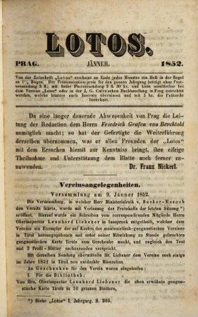 Lotos : naturwiss. Zeitschr., 2. 1852
