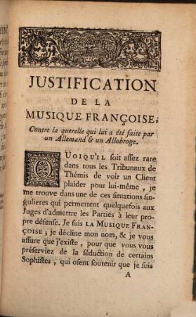 Justification de la musique françoise