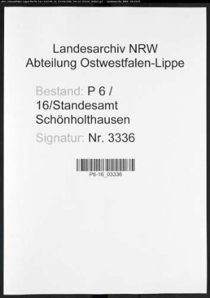 Sterberegister Standesamt Schönholthausen