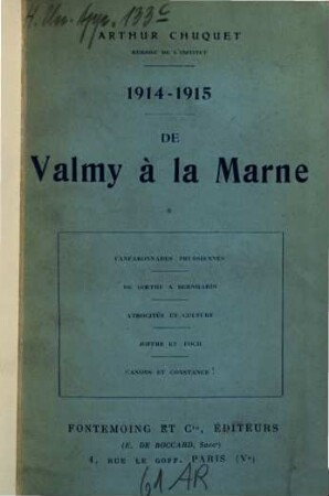 De Valmy à la Marne : 1914-1915