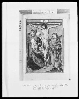 Gebetbuch — Folge von Passionsszenen nach Stichen Schongauers — Kreuzigung, Folio 20recto