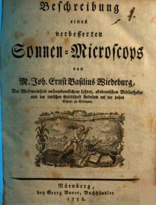 Beschreibung eines verbesserten Sonnen-Microscops