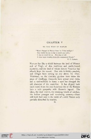 Chapter V: To the West of Naples