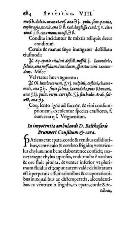 In impotentia ambulandi D. Balthasaris Brunneri Consilium & cura.