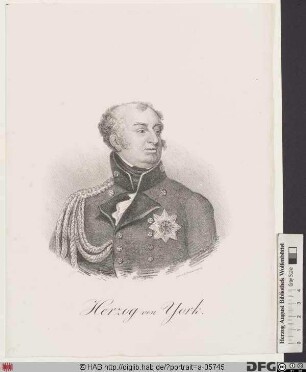 Bildnis Friedrich August (Frederick Augustus), kgl. Prinz von Großbritannien, Irland u. Hannover, 1784 Herzog von York u. Albany, 1764-1802 letzter Fürstbischof von Osnabrück