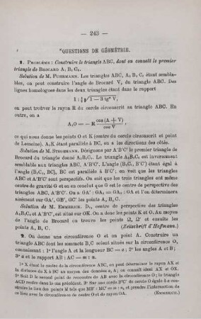 QUESTIONS DE GÉOMÉTRIE.