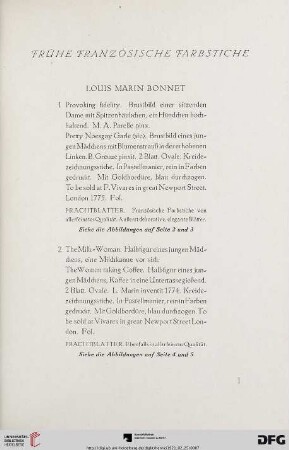 Frühe französische Farbstiche (Nr. 1-28)