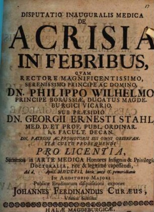Disp. inaug. med. de acrisia in febribus