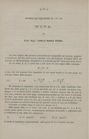 Intorno all'equazione X ... .