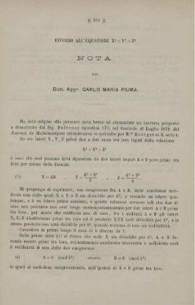 Intorno all'equazione X ... .