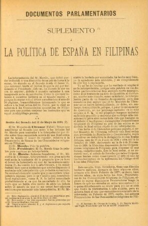 Suplemento á la Política de España en Filipinas