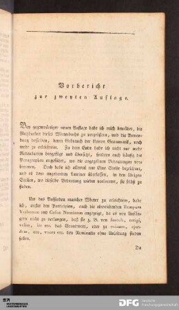Vorbericht zur zweyten Auflage.