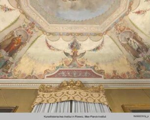Freskendekoration mit Allegorien der vier Erdteile, Grotesken und Ornamente sowie der Ceres