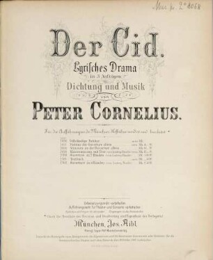 Der Cid : lyrisches Drama in 3 Aufzügen ; Ouvertüre