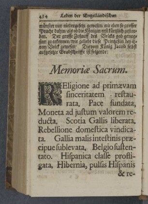 Memoriae Sacrum.
