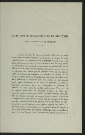 La ciudad de Buenos Aires en el siglo XVIII - segun referencias de viajeros