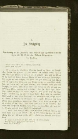 ¬Die¬ Schöpfung : Bearbeitung für die Oberklasse einer mehrklassigen gehobenen Volksschule oder die Tertia einer höheren Bürgerschule