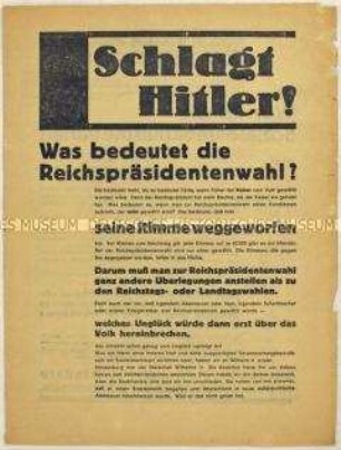 Propagandaschrift der SPD zur Reichspräsidentenwahl 1932