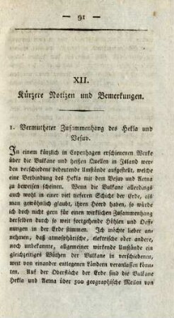 XII. Kürzere Notizen und Bemerkungen