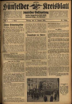 Erste Ausgabe vom Freitag, den 17. Januar 1936.