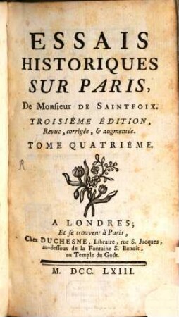 Essais Historiques Sur Paris, 4