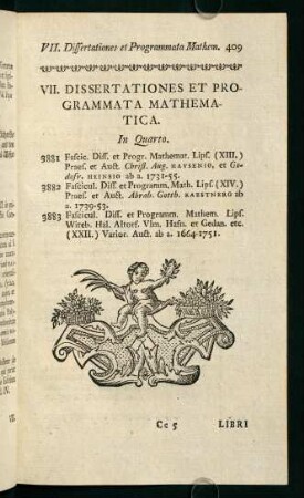 VII. Dissertationes et Programmata Mathematica.