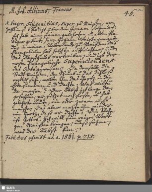 Bl. 122. M. Joh. Albinus, Francus