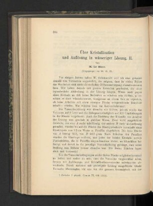 Über Kristallisation und Auflösung in wässeriger Lösung. II.