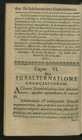 Caput VI. De Subalternatione Enunciationum.