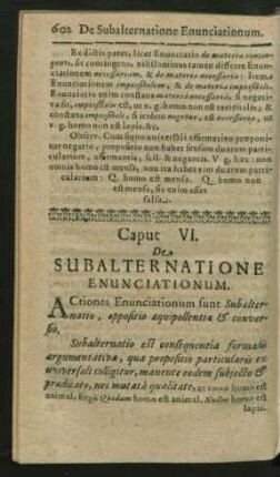Caput VI. De Subalternatione Enunciationum.